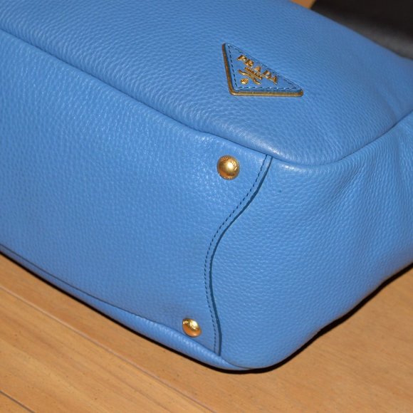 Prada Vitello Daino Cobalto Blue Leather Tote Shoulder Bag B4863M $1640 w Cards - Picture 13 of 15